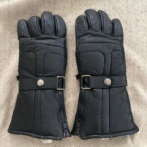 Vintage Black Leather Motorcycle Gloves - mens small - insulated